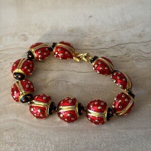 Joan Rivers Vintage Collected Ladybug Gold and Enamel Bracelet